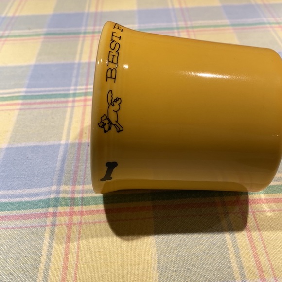 Fiestaware yellow mug with “Best Friend” around top with dogs and dog bone - Picture 7 of 7
